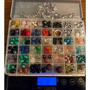 Huge Mixed Bead Lot Semi Precious AB Glass Lamp Vintage Beads Jewelry Making
